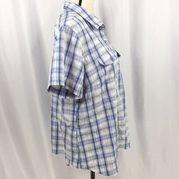 Eddie Bauer Travex Top Womens Size 2XL Plaid Vented Outdoor Short Sleeve Button - Picture 2 of 8